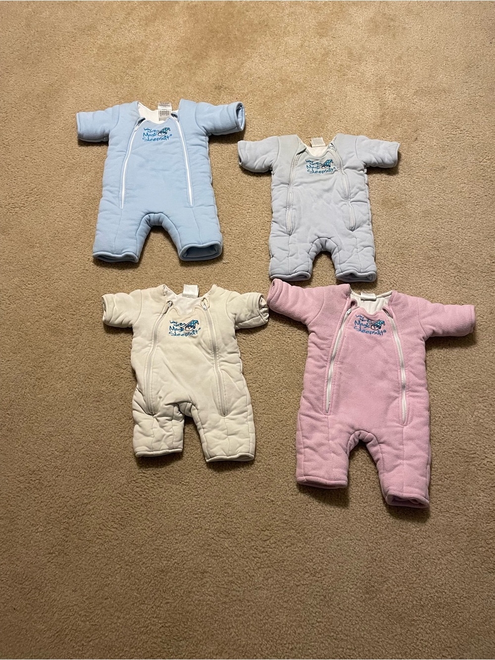 Quilted Baby Sleep Sack Romper in Blue, Yellow & Pink $15 each